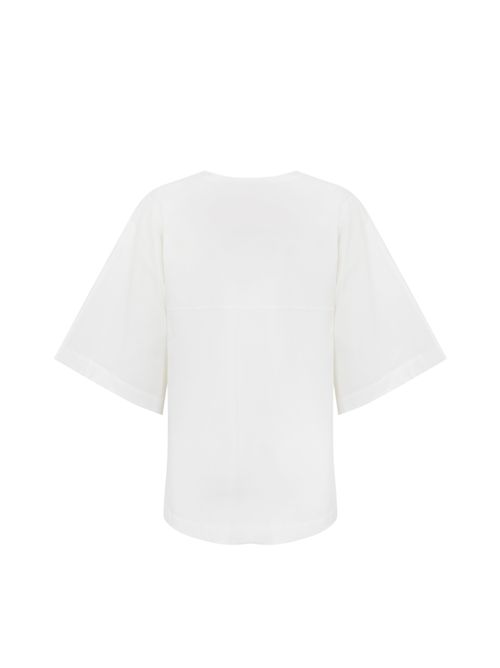 Camicia con pieghe in cotone Bianco Liviana Conti | F5SK13A01-0